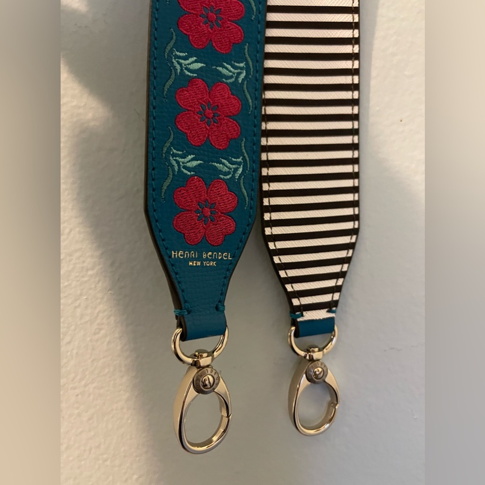 Henri Bendel Embroiled Flower Striped Crossbody Camera Strap